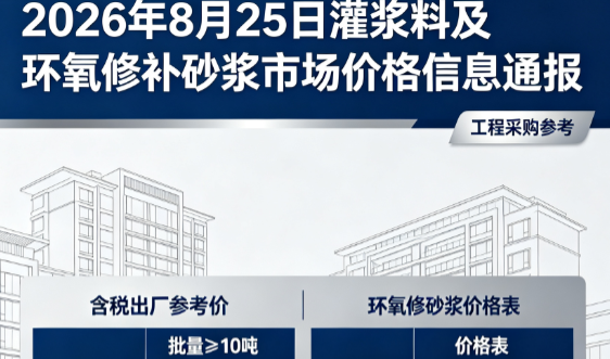 安次2026年8月25日灌浆料及环氧修补砂浆市场价格信息通报
